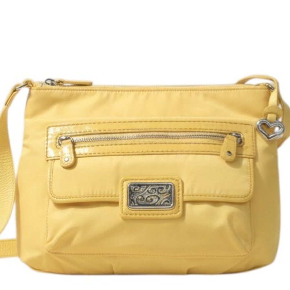Brighton Yellow Crossbody Bag Signature Plaque Heart Zipper Charm
